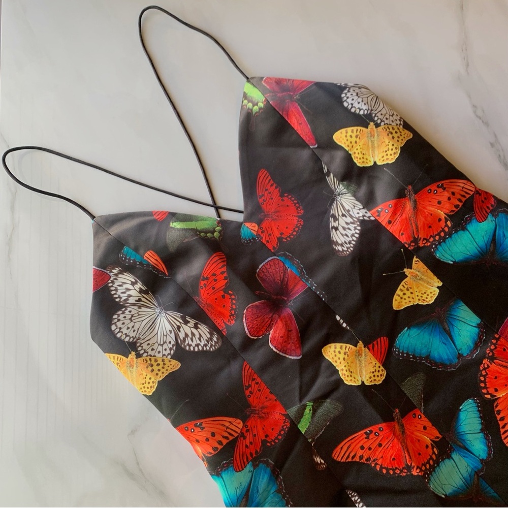 Alice + Olivia Black Butterfly Print Mini Dress - Picture 9 of 10